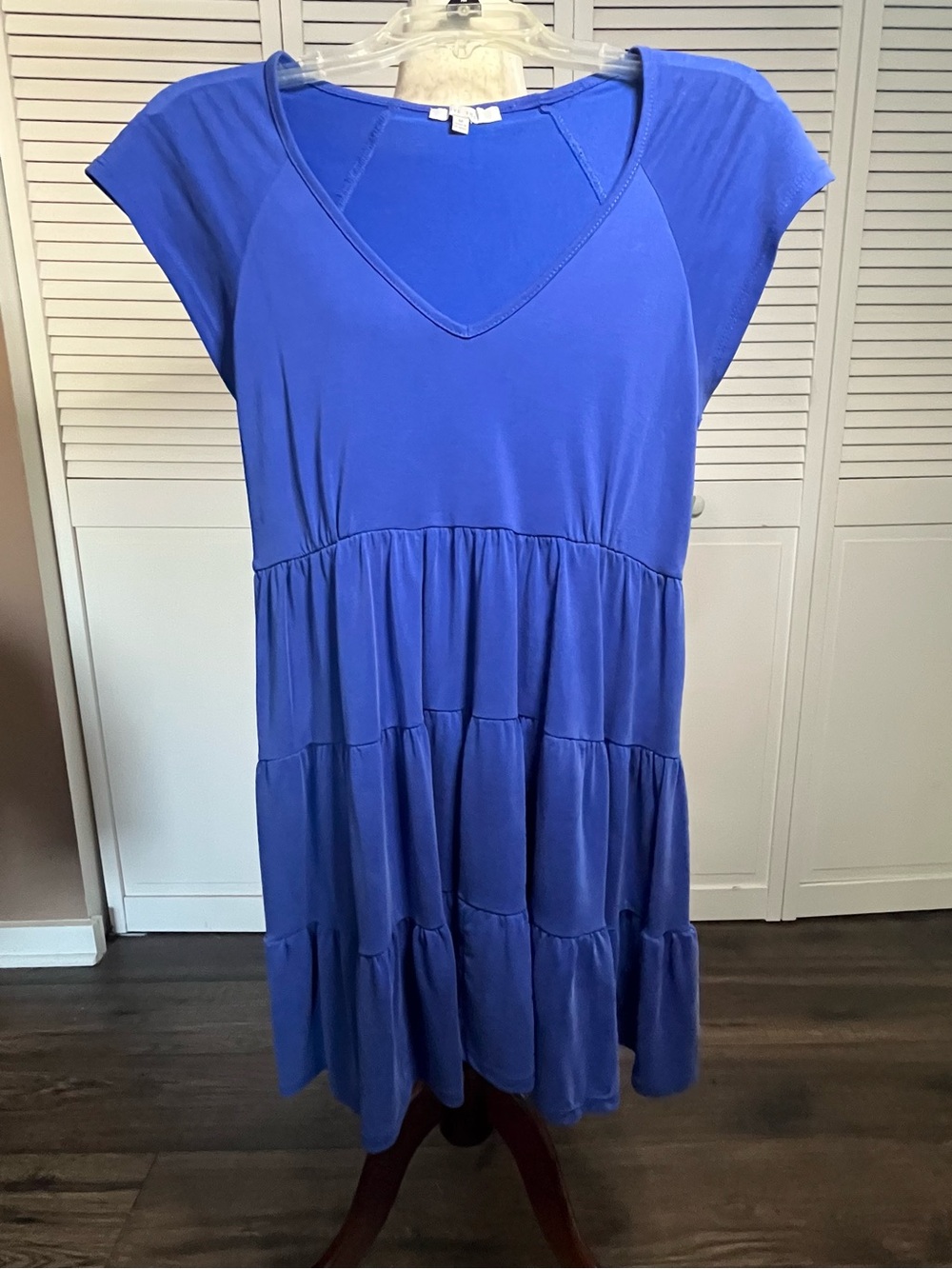 Love Tree Cobalt V-Neck Tiered Midi Dress